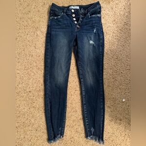 Button Up Dark Wash Skinny Jeans